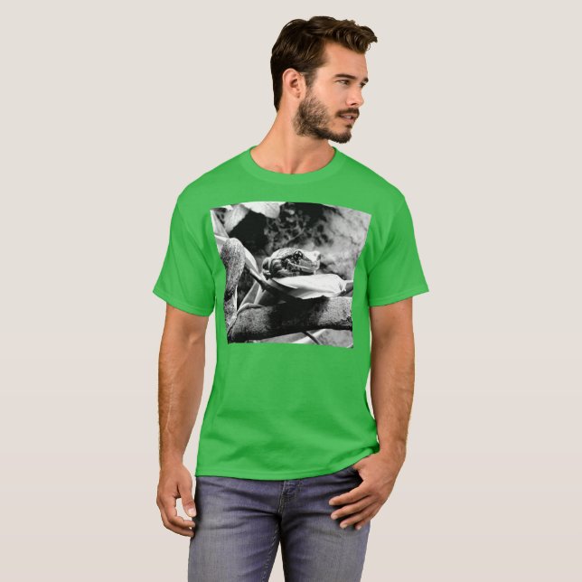 Frog on Leaf B+W T-Shirt (Front Full)