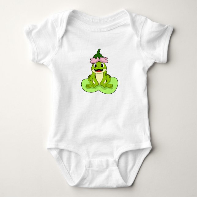 Frog on Leaf Baby Bodysuit (Front)