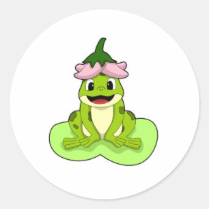 Frog on Leaf Classic Round Sticker