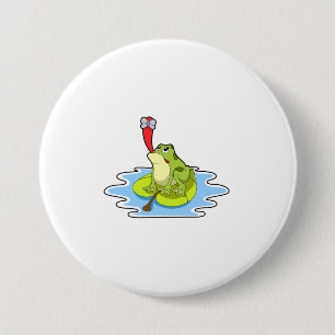Frog on Leaf with Insect 3 Inch Round Button