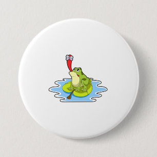 Frog on Leaf with Insect 3 Inch Round Button