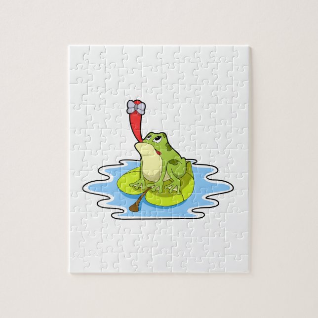 Frog on Leaf with Insect Jigsaw Puzzle (Vertical)
