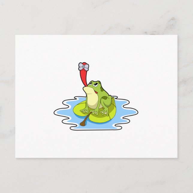 Frog on Leaf with Insect Postcard (Front)