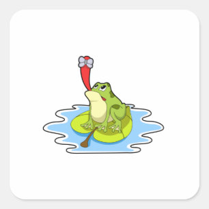 Frog on Leaf with Insect Square Sticker