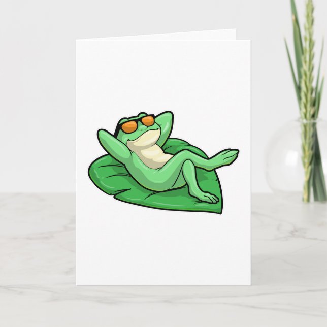 Frog on Leaf with Sunglasses Card (Front)