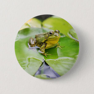 Frog On Lilly Pad 2 Inch Round Button