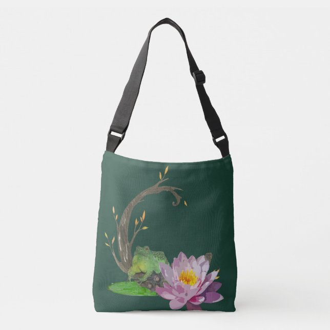 Frog on Lily Pad Crossbody Bag (Front)