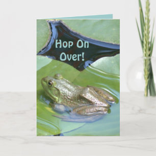 FROG ON LILY PAD-"HOP ON OVER" (PHOTOG.) INVITATION