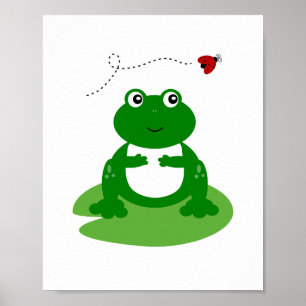Frog On Lily Pad with Ladybug Nursery Wall Art