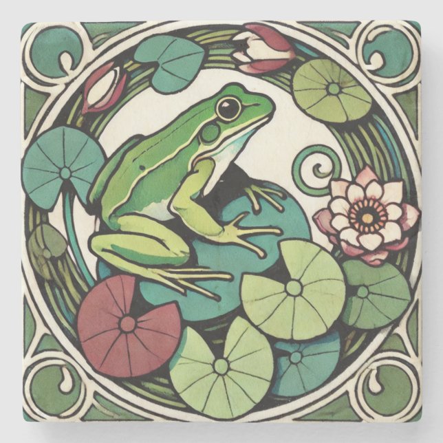 Frog on Lilypads                                   Stone Coaster (Front)