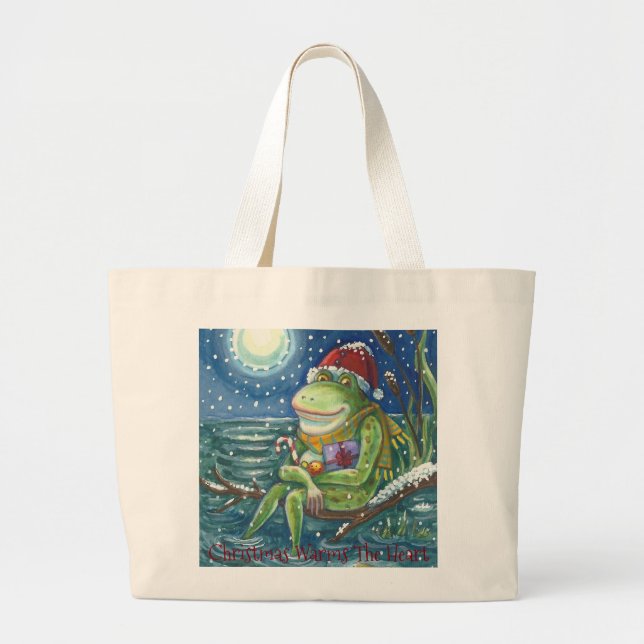 Frog On Log CHRISTMAS TOTE BAG (Front)