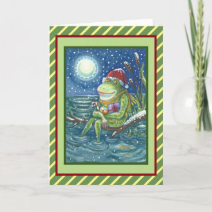 FROG ON LOG HOLIDAY CHRISTMAS GREETING CARD Verse