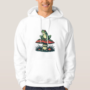 Frog on Mushroom Cottagecore Forest Magic Fungi Hoodie