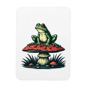 Frog on Mushroom Cottagecore Forest Magic Fungi Magnet
