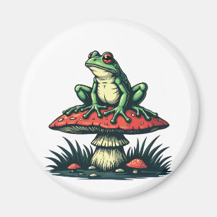 Frog on Mushroom Cottagecore Forest Magic Fungi Magnet