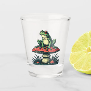 Frog on Mushroom Cottagecore Forest Magic Fungi Shot Glass