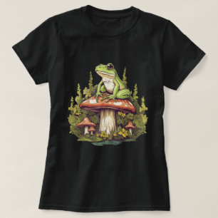 Frog On Mushrooms Cottagecore T-Shirt