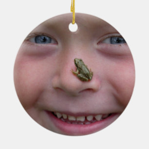Frog On Nose Ceramic Ornament