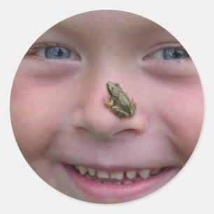 Frog On Nose Classic Round Sticker