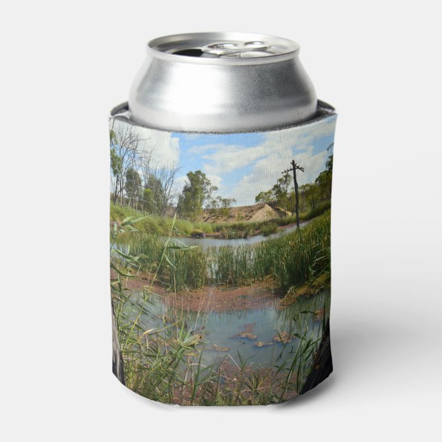 Frog On Reeds Overlooking His Swamp, Can Cooler (Can Front)