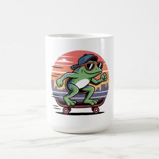 Frog on skateboard coffee mug