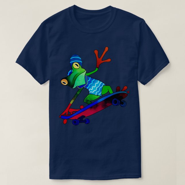 Frog On Skateboard T-Shirt (Design Front)