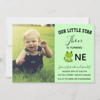Frog One year birthday Invitation