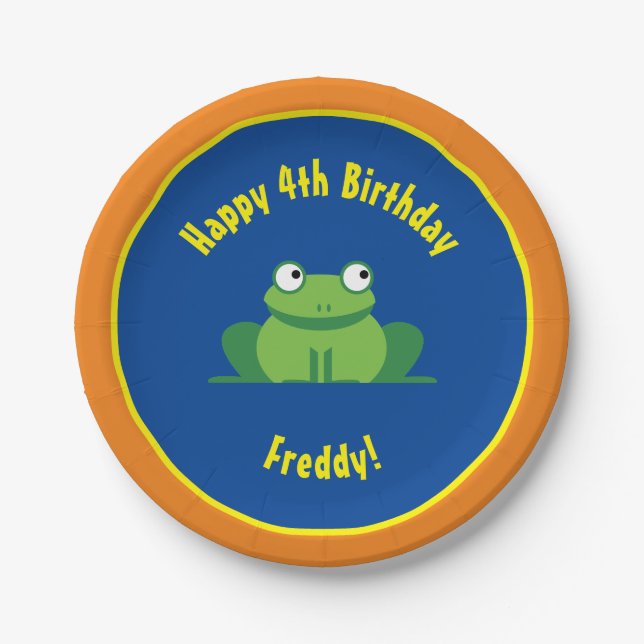 Frog Paper Plates Animal Birthday Party (Front)