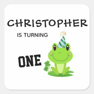 Frog Party First Birthday Swamp Green Froggy Square Sticker
