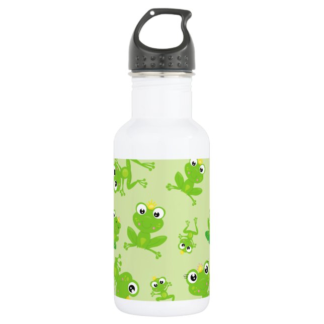 Frog Pattern, Cute Frogs, Green Frogs, Frog Prince 532 Ml Water Bottle (Front)