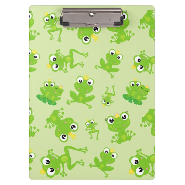 Frog Pattern, Cute Frogs, Green Frogs, Frog Prince Clipboard (Front)