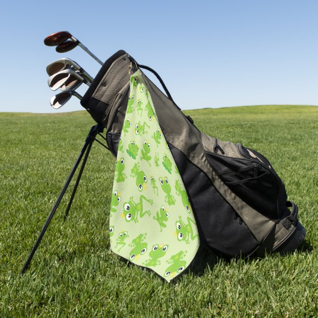 Frog Pattern, Cute Frogs, Green Frogs, Frog Prince Golf Towel (Green)
