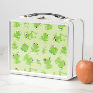 Frog Pattern, Cute Frogs, Green Frogs, Frog Prince Metal Lunch Box