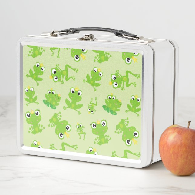 Frog Pattern, Cute Frogs, Green Frogs, Frog Prince Metal Lunch Box (In Situ)