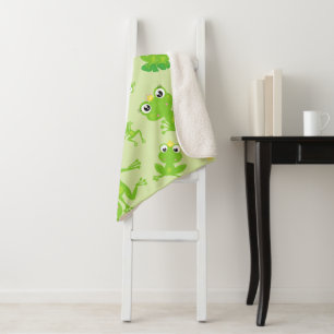 Frog Pattern, Cute Frogs, Green Frogs, Frog Prince Sherpa Blanket