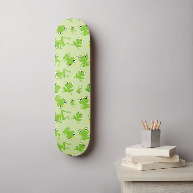 Frog Pattern, Cute Frogs, Green Frogs, Frog Prince Skateboard (Wall Art)