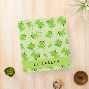 Frog Pattern, Green Frogs, Frog Prince, Your Name Binder