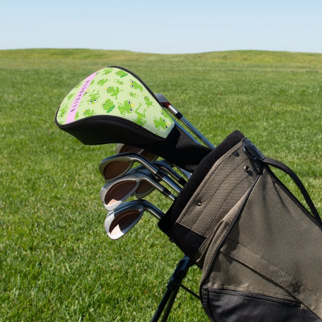Frog Pattern, Green Frogs, Frog Prince, Your Name Golf Head Cover (In Situ)