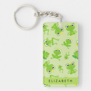 Frog Pattern, Green Frogs, Frog Prince, Your Name Keychain