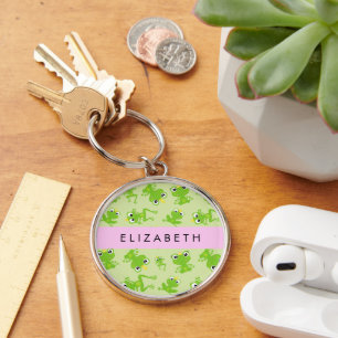 Frog Pattern, Green Frogs, Frog Prince, Your Name Keychain
