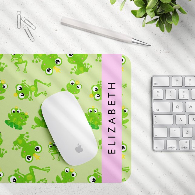 Frog Pattern, Green Frogs, Frog Prince, Your Name Mouse Pad (Creator Uploaded)