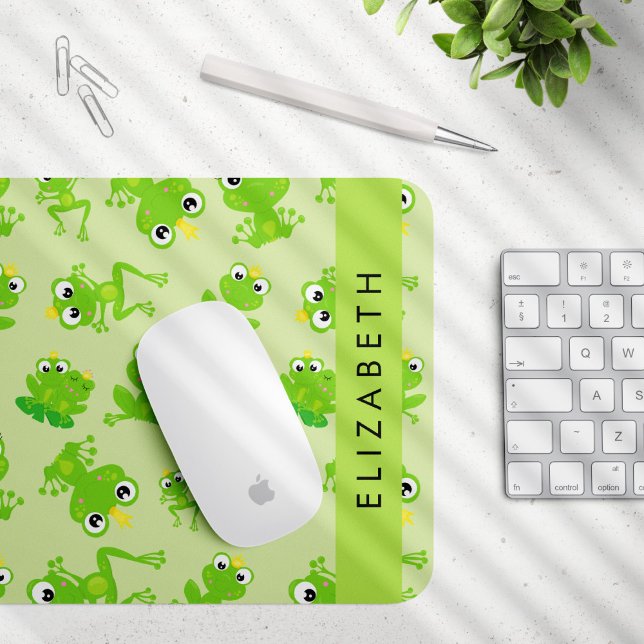 Frog Pattern, Green Frogs, Frog Prince, Your Name Mouse Pad (Creator Uploaded)