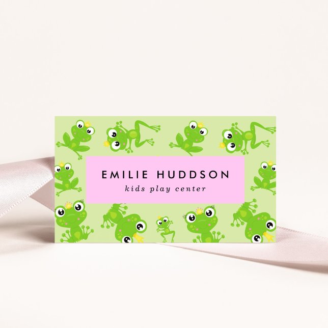 Frog Pattern, Kids Play Centre, Activity Centre Business Card (Creator Uploaded)