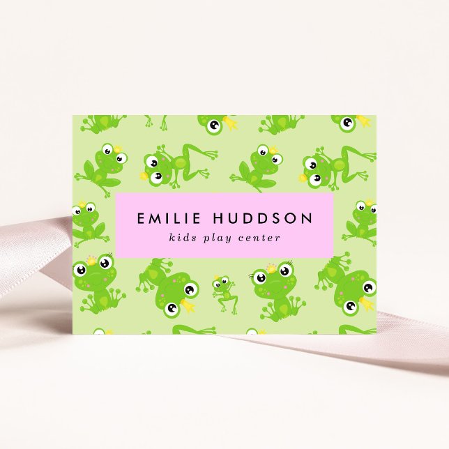 Frog Pattern, Kids Play Centre, Activity Centre Business Card (Creator Uploaded)