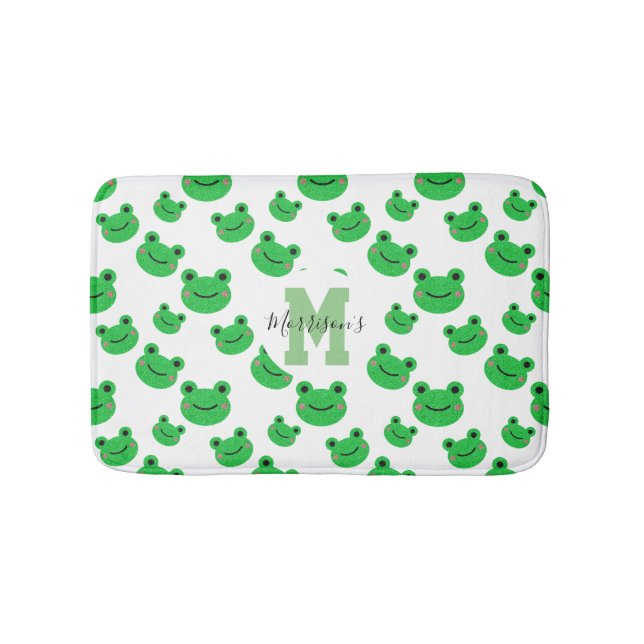 Frog pattern monogram wildlife baby bath mat (Front)