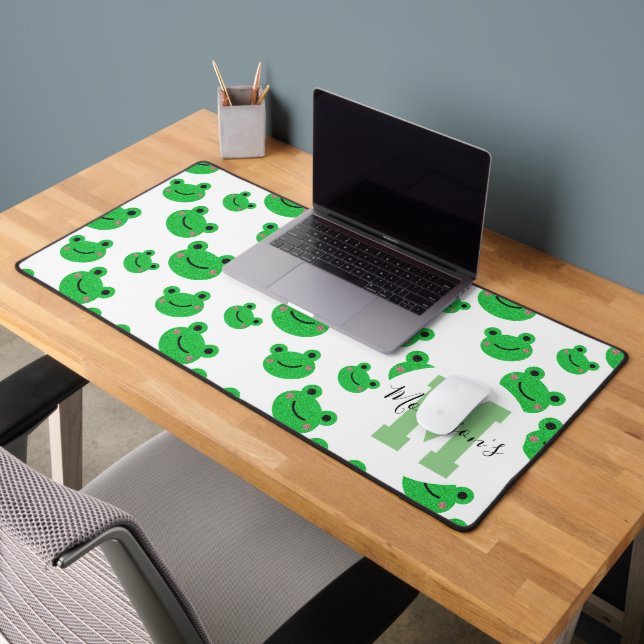 Frog pattern monogram wildlife Beach Desk Mat (Office 2)