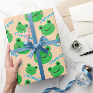 Frog Pattern Orange Sweet Life Wrapping Paper