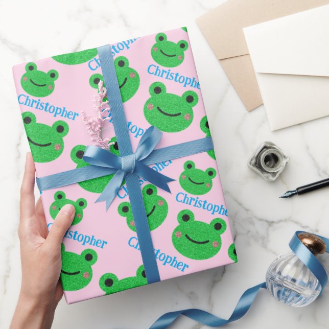 Frog Pattern Pink Sweet Life Wrapping Paper (Gifting)