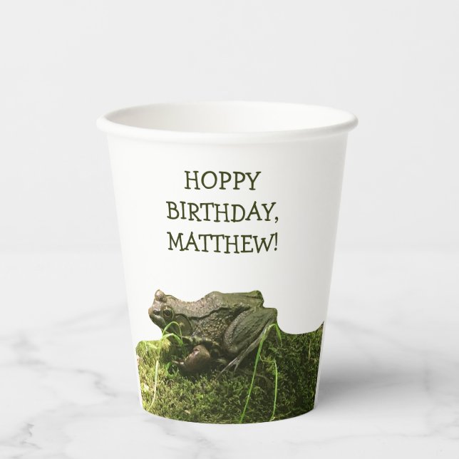 Frog Photo Personalized Party Paper Cups (Front)
