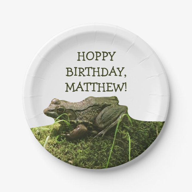 Frog Photo Personalized Party Paper Plate (Front)